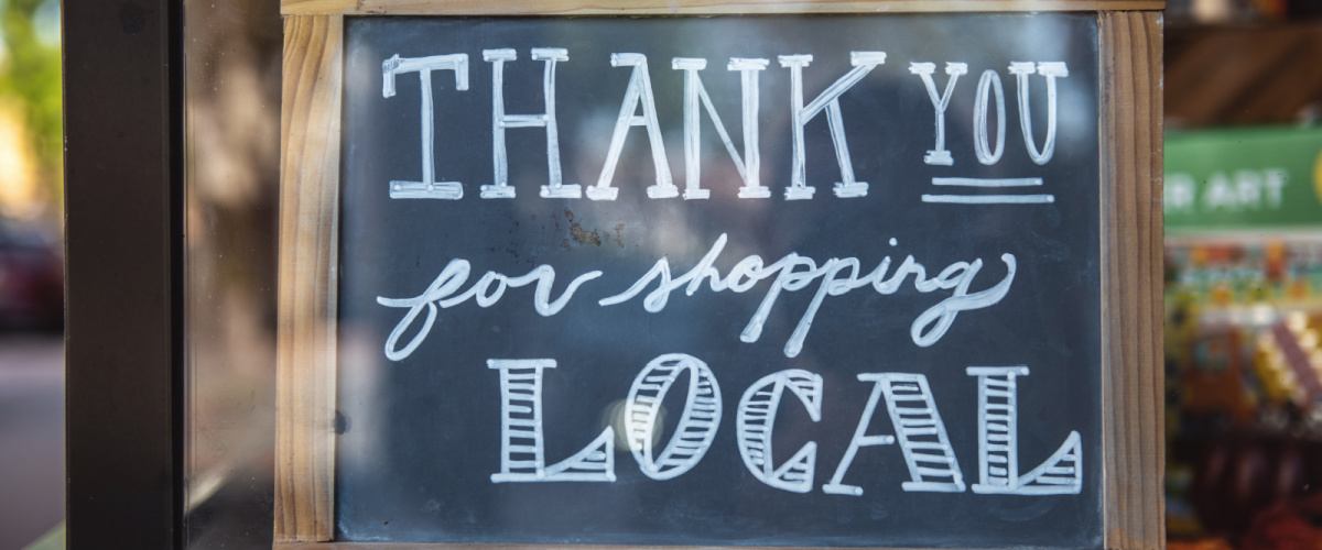 Think local shopping sign